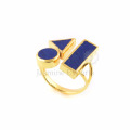 Großhandel flache Multi Edelstein Lapis Lazuli Gold über 925 Sterling Silber Ring Lieferanten